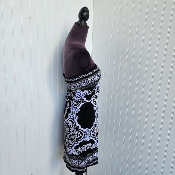 White House Black Market WHBM Blue Floral Print Strapless Dress XXS - Picture 5 of 14
